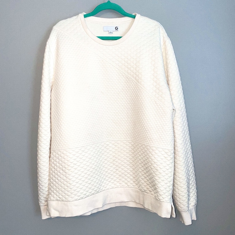 G by Guess Waffle Winter White Crew Neck Sweatshirt Size XXL